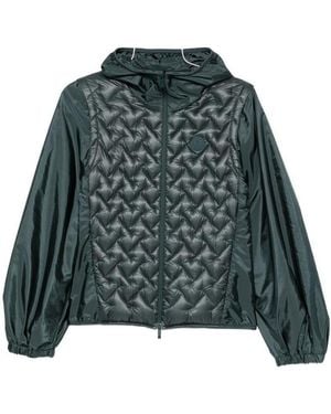 Moncler Quilted-Panel Hooded Jacket - Green