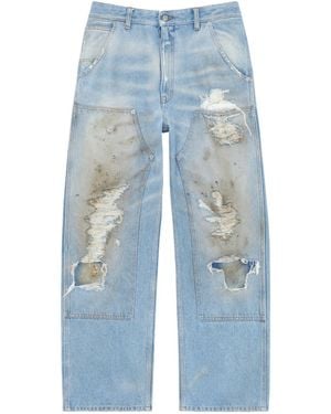 MM6 by Maison Margiela Distressed Straight-Leg Jeans - Blue