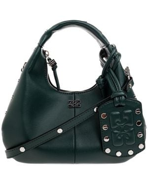 Ganni Studs Mini Eco Tote Bag - Green
