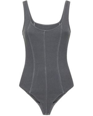 Agolde Elna's Stretch Cotton Bodysuit - Grey
