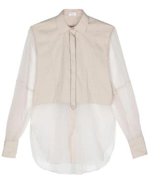 Brunello Cucinelli Monili-Chain Semi-Sheer Shirt - White