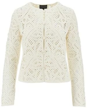 Emporio Armani Crewneck Button-Up Jacket - White