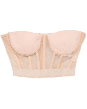 Elisabetta Franchi Sheer-Panelled Corset Top - Pink