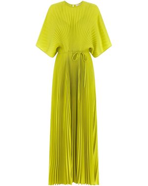 Twinset Pleated Belted Long Dress - Yellow