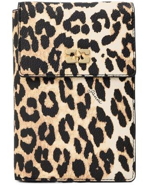 Ganni Travel Wallet Printed Zip Around Purse - Black