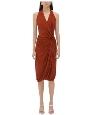 Bottega Veneta Drop Ring Detailed Midi Dress - Red