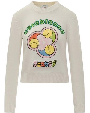 CASABLANCA Pullover With Tennis Club Embroidery - White