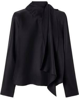 Loulou de Saison Satin Tie Blouse - Black