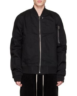 Rick Owens Logo Zipper Baseball Jacket - Black