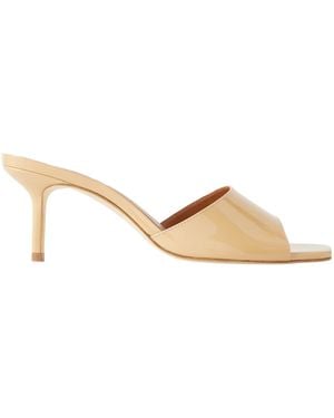 STAUD Patent-Leather Mules - Natural