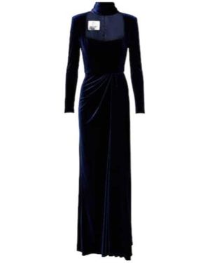 Monique Lhuillier Belted Velvet Gown - Blue