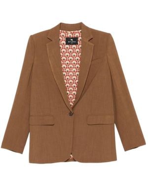 Etro Pattern-Lined Single-Breasted Blazer - Brown