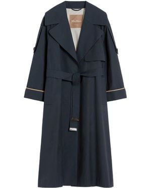 Max Mara Oversized Water-Repellent Twill Trench Coat - Blue