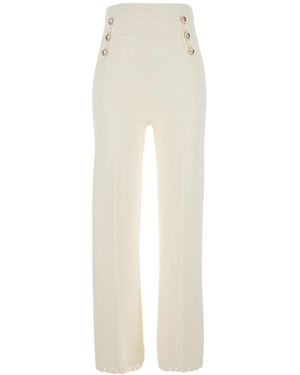 Twinset Crochet Detailed Knitted Pants - White
