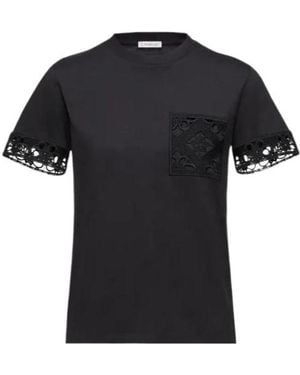 Moncler Lace-Trim T-Shirt - Black
