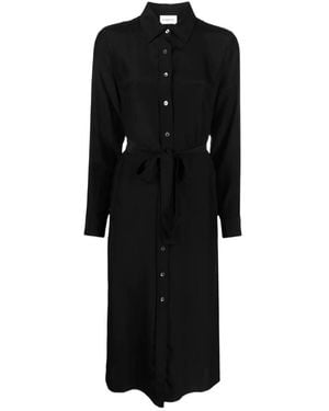 P.A.R.O.S.H. Belted Silk Shirt Dress - Black
