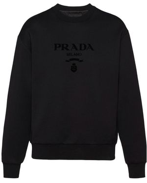 Prada Chenille-Logo Sweatshirt - Black