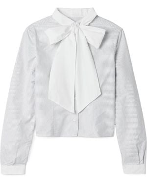 Thom Browne Cropped Poplin-Trimmed Striped Cotton Oxford Shirt - White