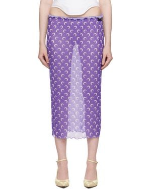 Marine Serre Recycled Moon Mesh Midi Skirt - Purple