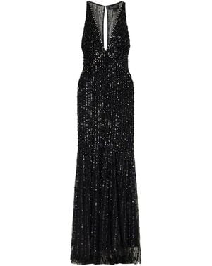 Jenny Packham Atlas Embellished Cut-Out Satin Gown - Black