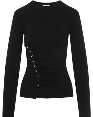 Rabanne Long Sleeved Button-Detailed Top - Black