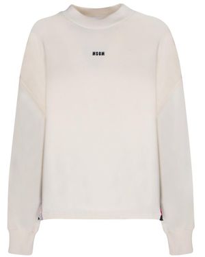 MSGM Logo Embroidered Crewneck Sweatshirt - White