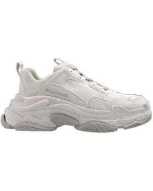 Balenciaga Triple S Paneled Lace-Up Sneakers - Gray