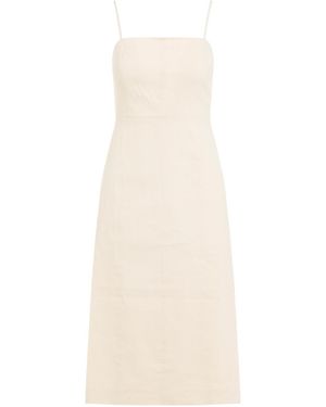 Theory Square-Neck Sleeveless A-Line Midi Dress - White