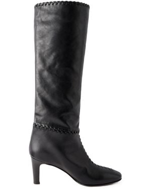 Zimmermann Whipstitched Leather Knee Boots - Black