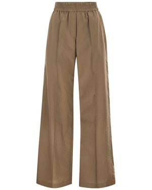 Brunello Cucinelli Pleated Wide-Leg Trousers - Natural