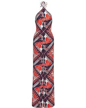 Valentino Archive Manifesto Bandana Printed Wide Leg Jumpsuit - Red