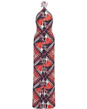 Valentino Archive Manifesto Bandana Printed Wide Leg Jumpsuit - Red