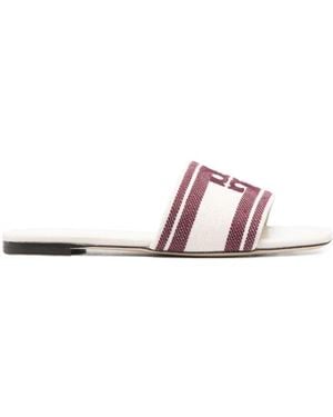 Tory Burch Logo Embroidered Slip-On Slides - Pink