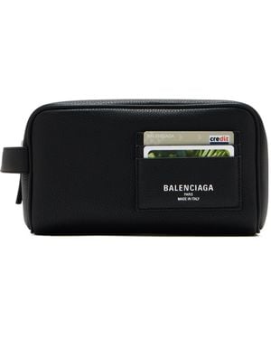 Balenciaga Credit Toiletry Pouch - Black