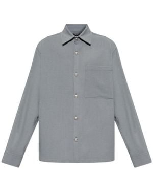 Balmain Embossed Button Straight Hem Shirt - Grey