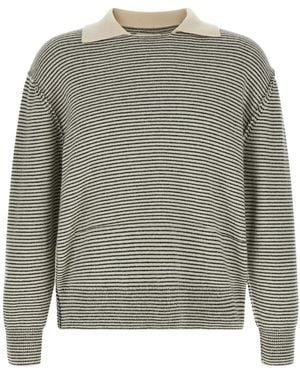 mfpen Charming Striped Polo Sweater - Gray