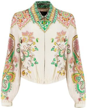 Etro Pattern-Printed Zipped Jacket - Green