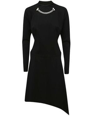 JW Anderson Chained Asymmetric-Hem Midi-Dress - Black