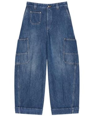 Givenchy Paris Cocoon Cropped Cargo Jeans - Blue