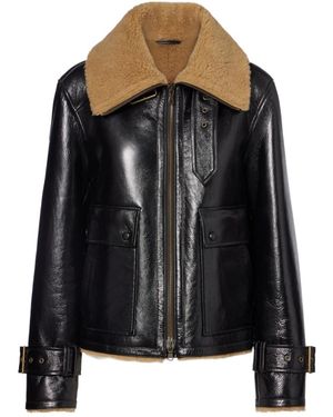 Veronica Beard Danika Shearling-Lined Leather Jacket - Black