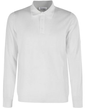Roberto Collina Longsleeve Fineknit Polo Top - White