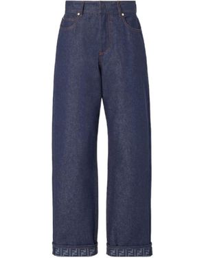 Fendi Ff Reverse Straight-Leg Jeans - Blue