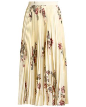 Etro Floral Printed Pleated Midi Skirt - Natural