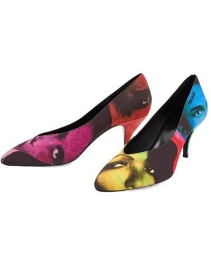Versace Printed Low-Cut High Heels - Blue