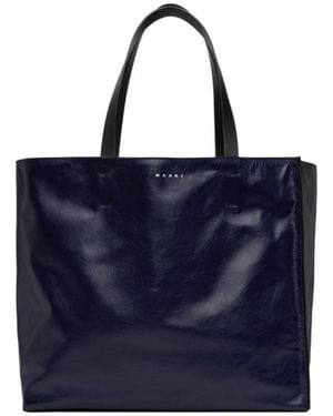 Marni Logo Print Tote Bag - Blue