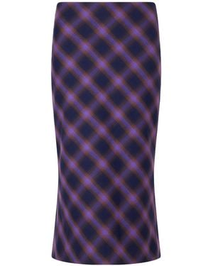 ShuShu/Tong Checked Cotton-Blend Midi Skirt - Purple