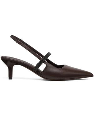 Brunello Cucinelli Pointed Toe Slingback Court Shoes - Black