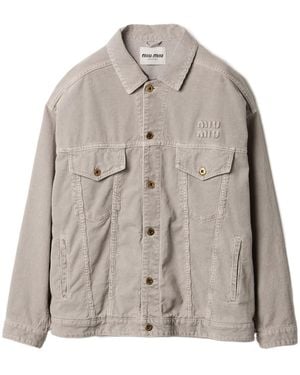 Miu Miu Washed Velvet Blouson Jacket - Natural