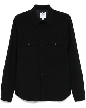 Aspesi Flannel Curved Hem Shirt Jacket - Black