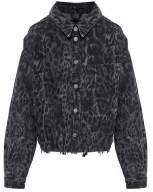 AllSaints Nicky Cropped Patterned Denim Jacket - Black
